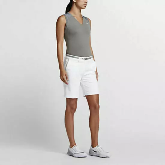 NWT Nike Women's Washed Bermuda 2.0 Golf Shorts Sz 8 16 803051-100 White Tennis