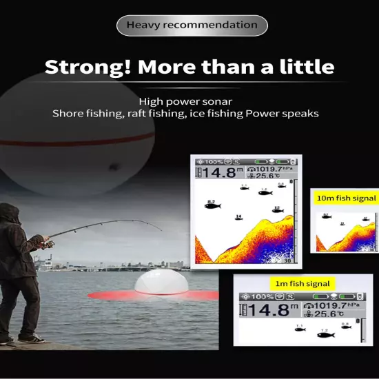 3D Intelligent High Power Sonar Fish Finder - Wireless Fish Finder Detector Ball