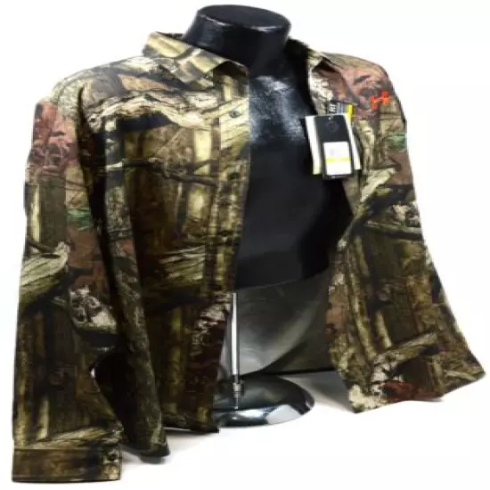 New w/ Tags UNDER ARMOUR All Season HUNTING BUTTON SHIRT Loose MOSSY OAK Size: L