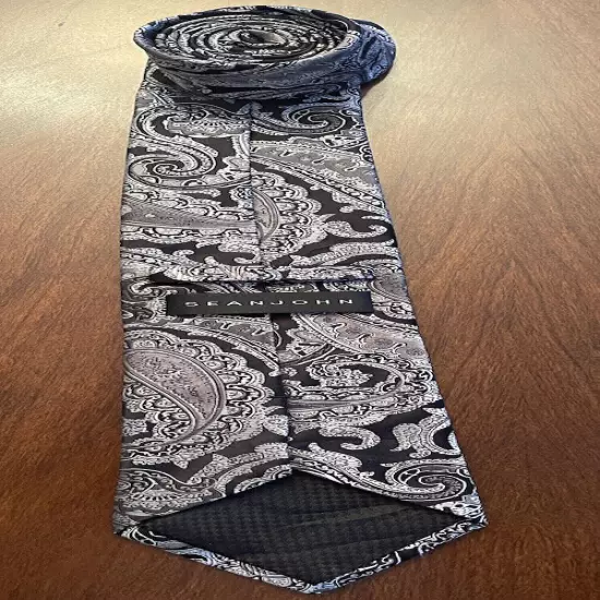 Sean John Black, Gray 100% Silk Men’s Neck Tie L59” W3.50”