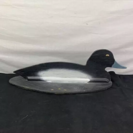 Vintage Duck Decoy Weighted Painted 16 1/2” Wood Wooden Blue Bill Weight