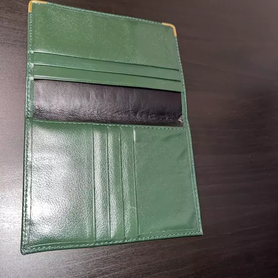 NEW Rolex Vintage Green Leather Card Wallet Passport Holder NEW