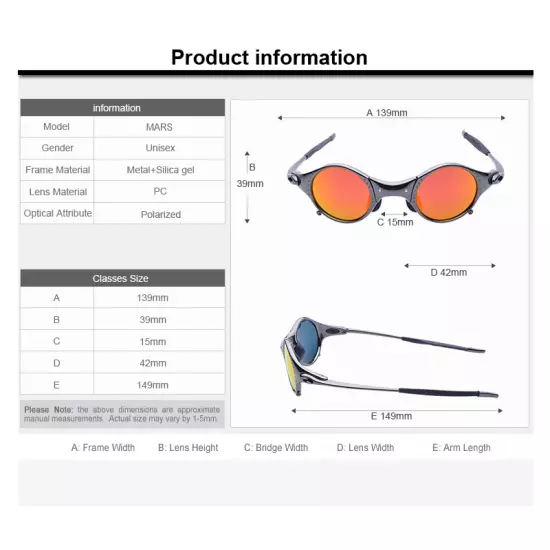 X-MARS Metal Sunglasses with Polarized Iridium UV400 Lenses FAST 2-3 DAY SHIP