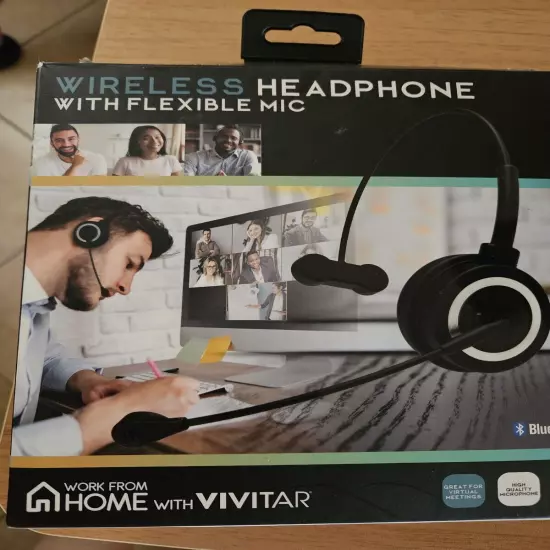 VIVITAR WIRELESS HEADPHONES WITH FLEXIBLE MIC -BLUETOOTH