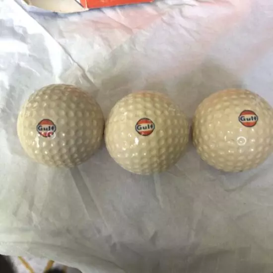 Box of 3 Gulf Oil Vintage Golf Balls in Box