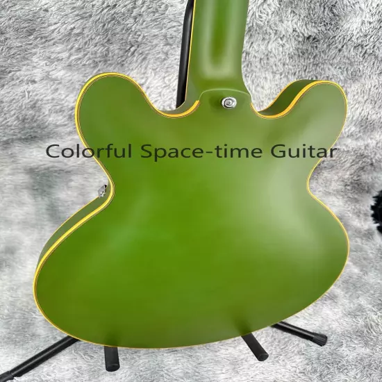 Custom Green Semi-Hollow ES-335 Electric Guitar Maple Body Black Pickguard