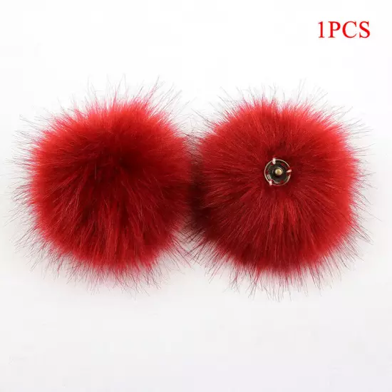 Fluffy Faux Fox Fur Pompom 8cm Pom Poms Ball with Dark Buckle DIY for Hat Bags"