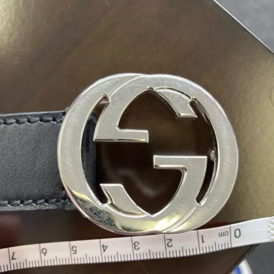 GUCCI GG Buckle Belt Men s Leather Black Made in Italy