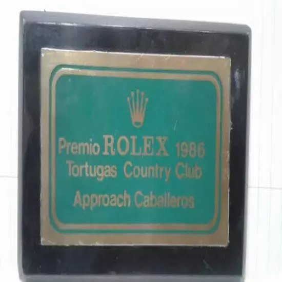 VINTAGE ROLEX GOLF PLAQUE AWARD APPROACH GENTLEMEN 1986 TORTUGAS BUENOS AIRES