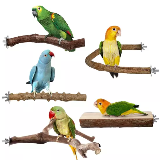 Bird Perch 5 PCS Natural Wood Perches for Medium-Sized Parrots, Bird Perches ...