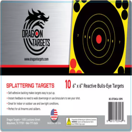 12" X 12" Reactive Bulls-Eye Splattering Targets