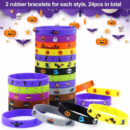 xutengy 48Pcs Halloween Party Favors Decorations Slap Bracelets 