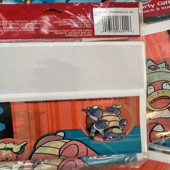 Vtg Pokemon DesignWare Party Gift Bags 8 Packs Bags Nintendo Slowking Big Lot