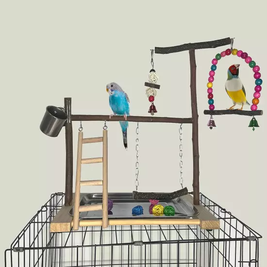 Bird Playground Parrot Playstand Parakeet Gym Playpen Cockatiel Play Stand Wood 