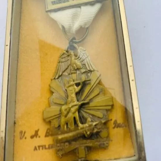 Rifle Shooting Medal Hunting Award Pin Ribbon Pinback vtg Attleboro MA Rainier 