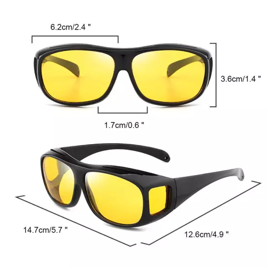 Night Driving Glasses HD Anti Glare Vision Polarized Yellow Lens Tinted Unisexs