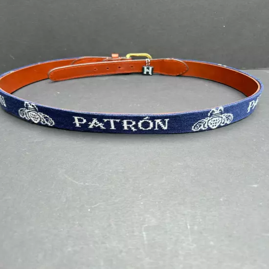 NWOT Smathers and Branson "Patron" tequila Bee Logo Belt Size 34 Blue and White