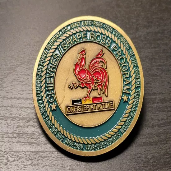 CHALLENGE COIN SHAPE BOSS PROGRAM NATO US ARMY AIR FORCE ELEMENT BELGIUM 