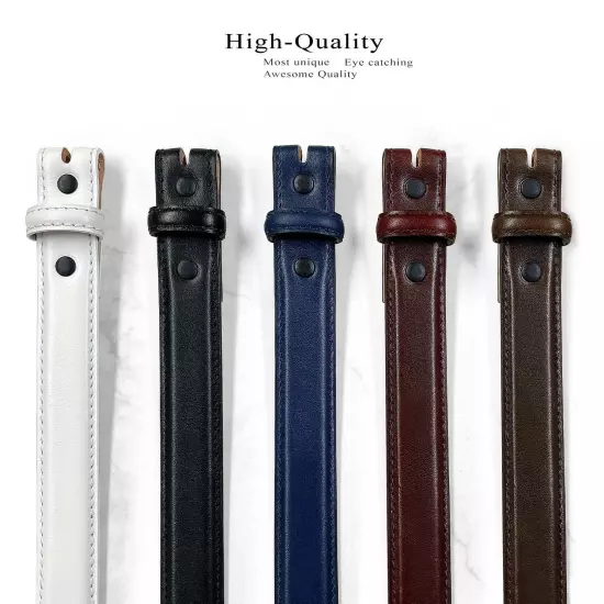 Italian Calfskin Genuine Leather Dress Belt Strap with Snaps 1" (25mm) Wide