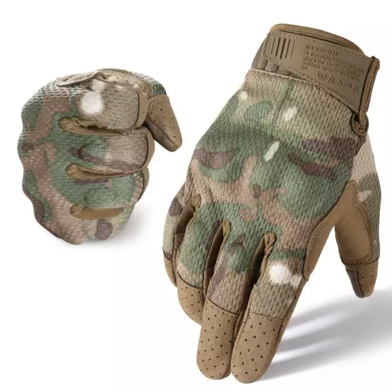 Tactical Gloves for Men - Camouflage Breathable Summer Touch Screen Full Fing...