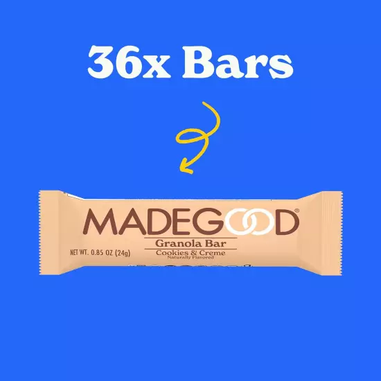 Madegood Cookies & Creme Granola Bars (36 Count, 0.85Oz Each) Contain Nutrients 