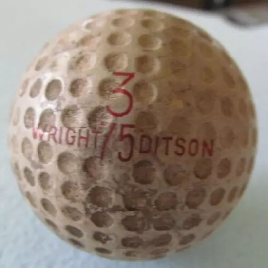 VINTAGE USED WRIGHT & DITSON 75 DIMPLE GOLF BALL CIRCA 1950'S