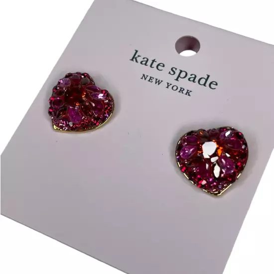 Kate Spade Red Multi Heart Something Sparkly Earrings 