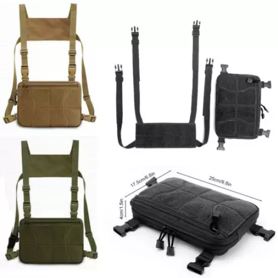 Tactical Chest Bag Front Vest Bag Molle Pouch EDC Front Bag Nylon Zipper Pocket