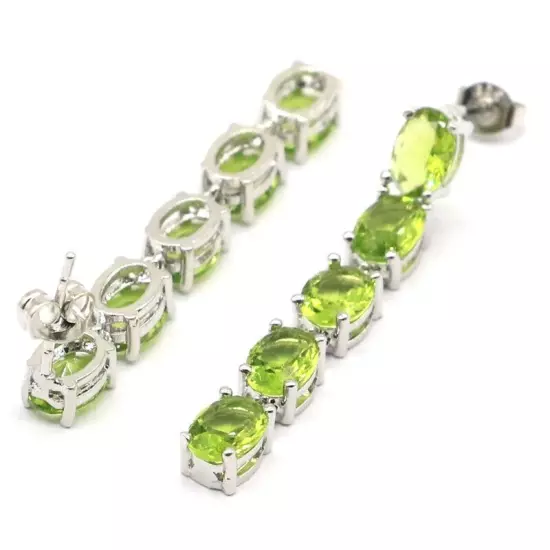 Lovely Cute Green Peridot For Women Infinity Anniversary Silver Earrings 