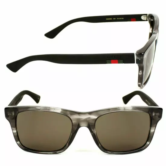 GUCCI SUNGLASSES GG0008SA 004 SQUARE MARBLE ACETATE WEB DETAIL MENS