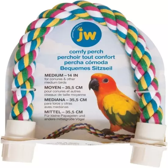 JW Pet Comfy Perch For Birds Flexible Multi-color Rope, Medium Medium, Multi 