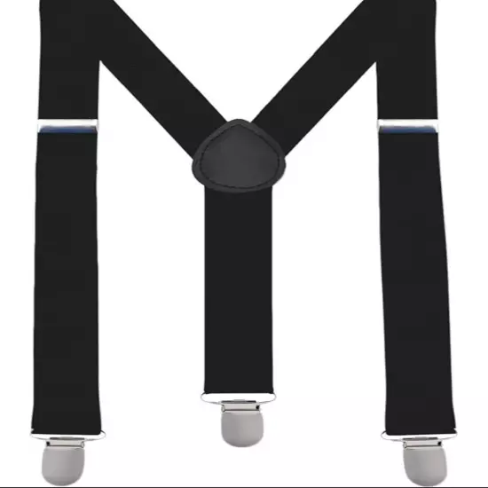 4 Pair Black Suspenders for Men Adjustable Size Elastic 1 inch Wide Y Back Style