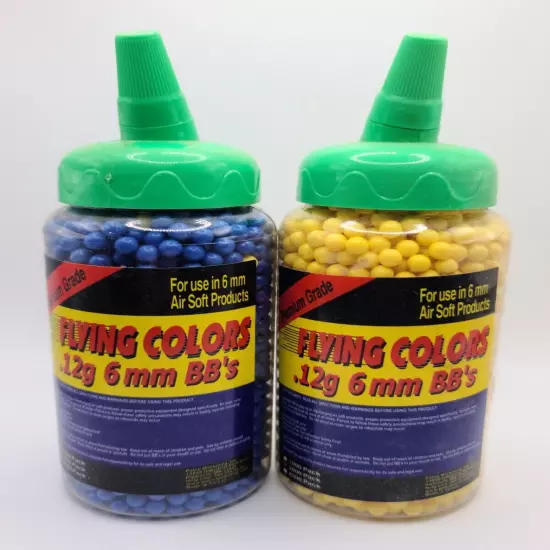 Lot of 2 4000 Pellets Flying Colors .12g 6mm Air Soft Pellets Blue and Yellow