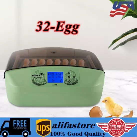 32-Eggs Digital Incubator Automatic Turner Chicken Egg Hatcher w/ Temp Control 