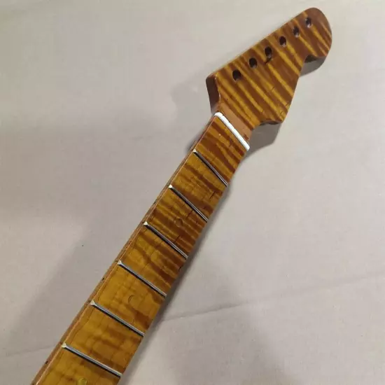 21 Fret Tiger Roasted Flame Maple Electric Guitar Neck for Fender Strat ST Part