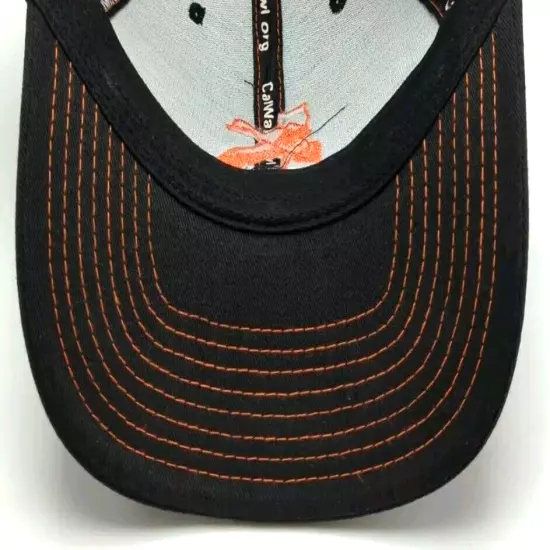 CALIFORNIA WATERFOWL hat black adjustable cap - mesh back orange logo