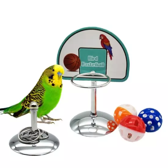 Pet Parrot Basketball Hoop Props Puzzle Game Chew for Play Parakeet Bells