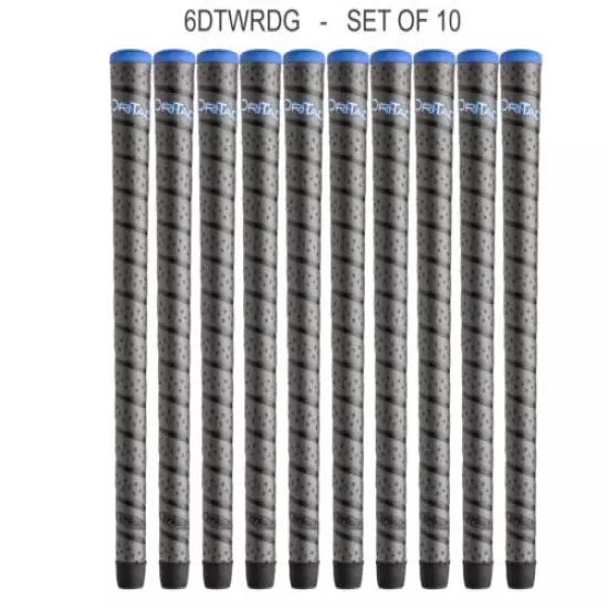 *SET 0F 10** Winn MIDSIZE +1/16th Dri-Tac Wrap Grips Dark Grey 6DTWRDG