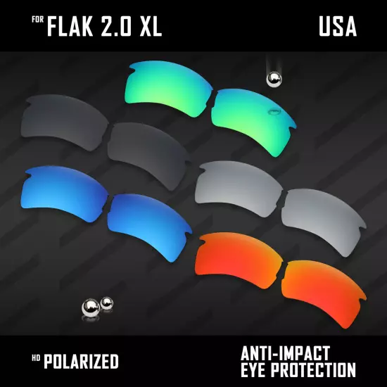 Anti Scratch Polarized Replacement Lenses for-Oakley Flak 2.0 XL OO9188 Options