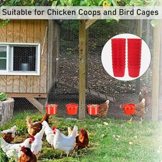 40Pcs Chickens Feeders for Cage,Hanging Chicken Water Feeder Cup, Plastic6326