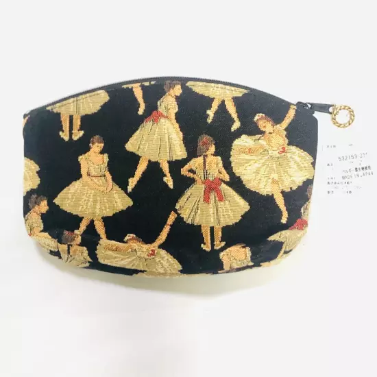 Belle Branche Pouch, Ballerina Pattern, Black, Made in Japan with Belgian Fabric