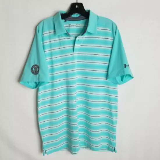 Under Armour Heatgear Donald Ross Golf Striped Polo Short Mens Large - Q313