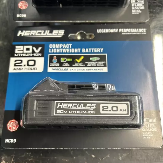 2 HERCULES HC09 20V Lithium-Ion Compact Lightweight 2.0Ah Battery *NEW* SEALED