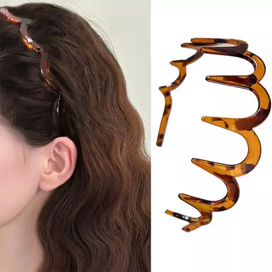 Women Non-Slip Resin Wave Hair Comb Hairband Headband Hair Hoop Toothed Headwear