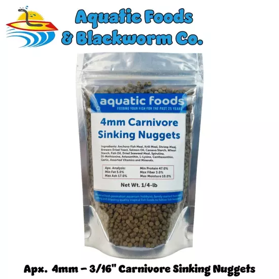 4mm- 3/16" Carnivore Sinking Nuggets for Oscars, Discus, Angelfish & More. WL