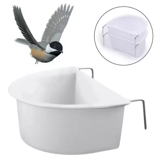 Bird Cage Plastic D Cups Feeder With Hooks Finch Birdseed Cup