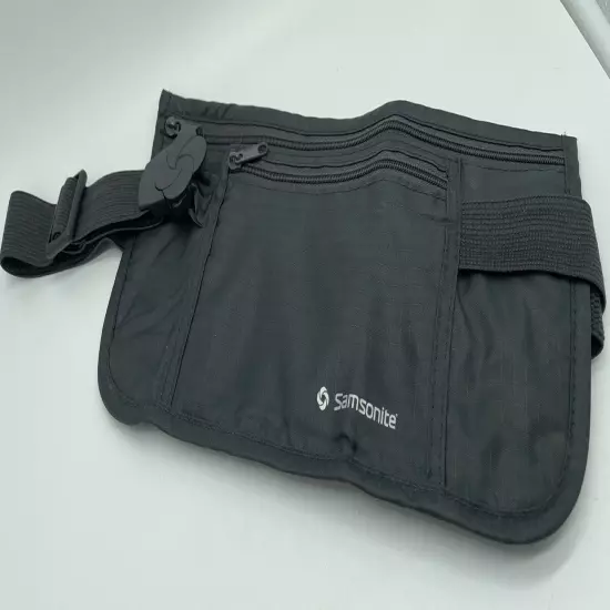 Samsonite Dark Grey Zipper Travel Money Belt Bumbag Pouch Wallet Fanny Pack 