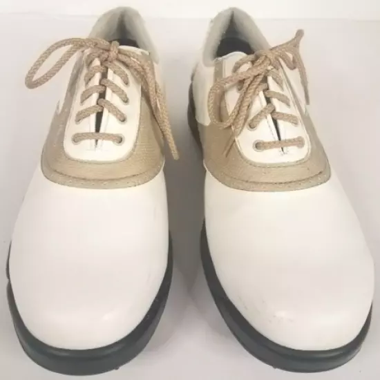 Footjoy Golf Shoes Greenjoy Size 9W Womens White Leather Saddle Softspike