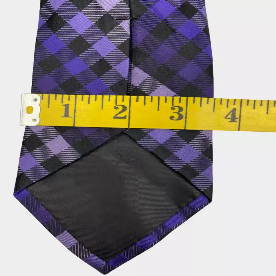 Croft & Barrow Purple Tartan Plaid Silk Necktie Tie Men's 3.8" x 58"