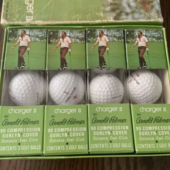 Arnold Palmer Charger II Vintage Golf Balls Dozen New Old Stock (4 sleeves of 3)